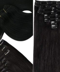 halo clip in hair extension black long straight 3