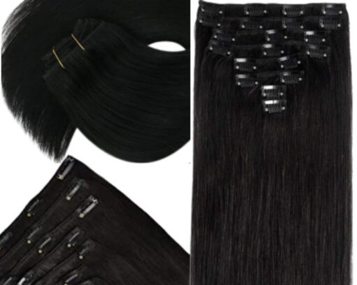 halo clip in hair extension black long straight 3