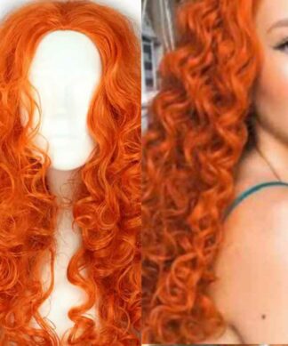 long clip in hair extensions-orange curly(1)