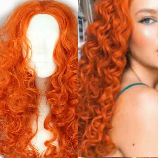 long clip in hair extensions-orange curly(1)