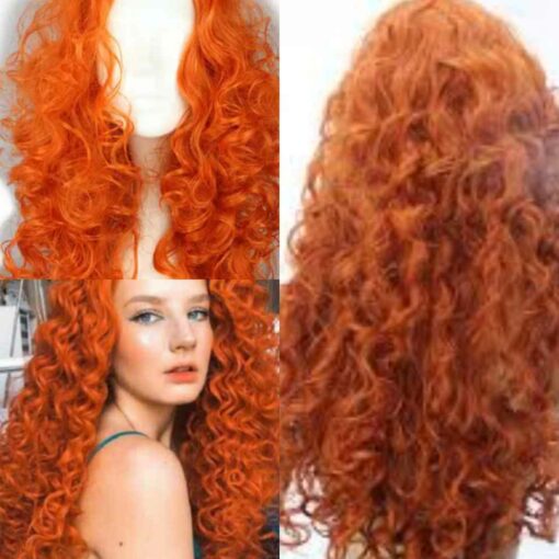 long clip in hair extensions-orange curly(2)