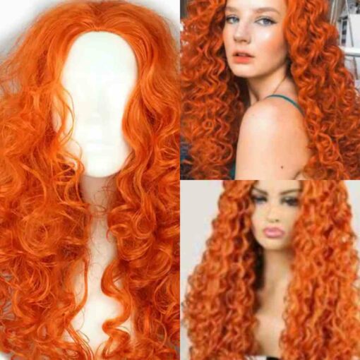 long clip in hair extensions-orange curly(3)