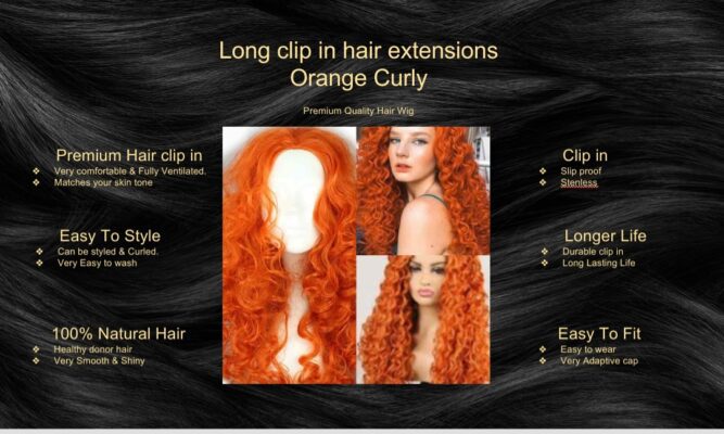 long clip in hair extensions orange curly5