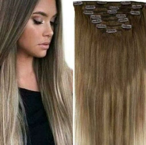 ombre clip in hair extensions long straight1