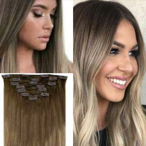 ombre clip in hair extensions-long straight(2)