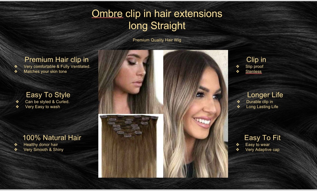 ombre clip in hair extensions-long straight5