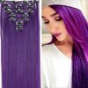 purple clip in hair extensions long straight1