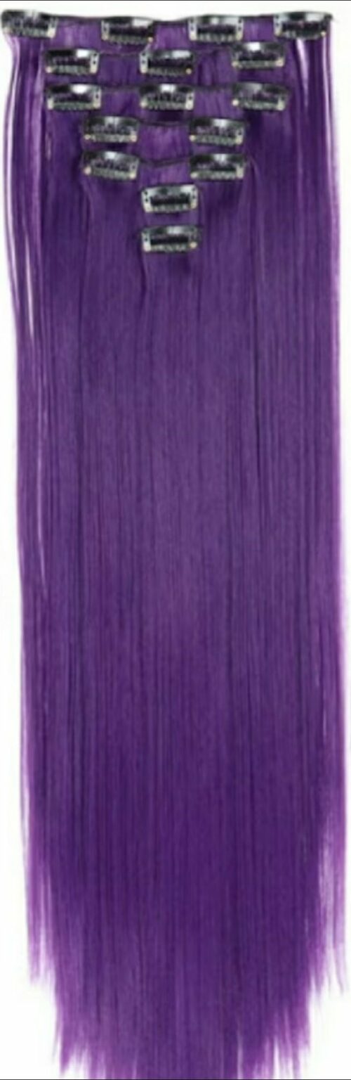purple clip in hair extensions-long straight(4)