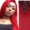 red clip in hair extension straight long 1