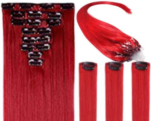 red clip in hair extension-straight-long 3