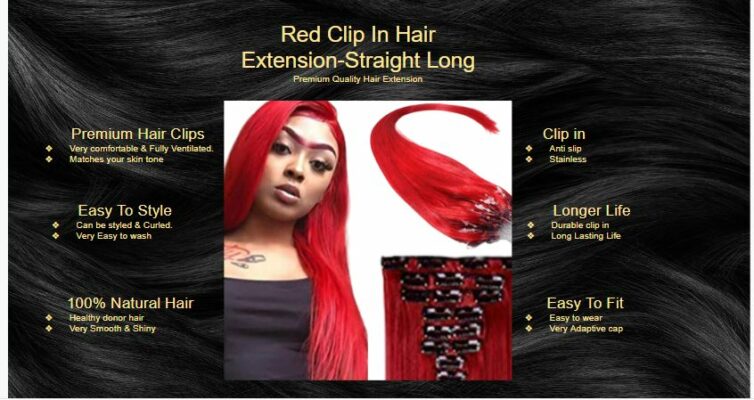 red clip in hair extension straight long5