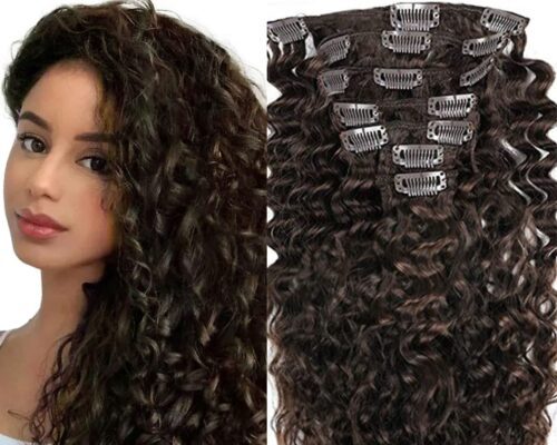 remy clip in hair extension-curly-long 1