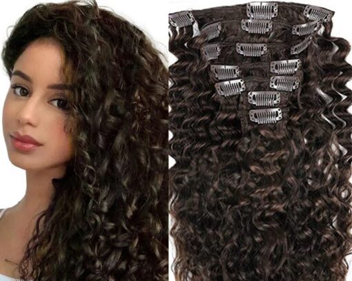 remy clip in hair extension curly long 1