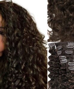 remy clip in hair extension curly long 2