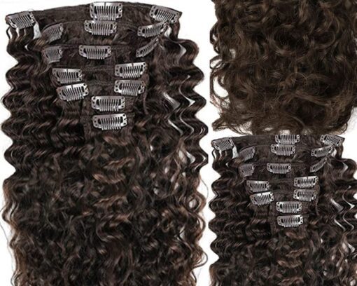 remy clip in hair extension curly long 3