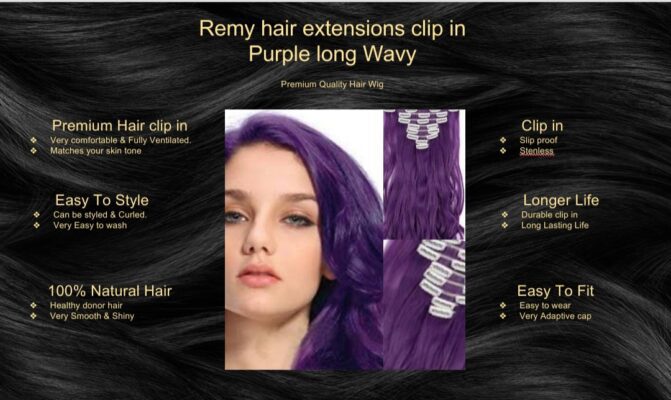 remy hair extensions clip in purple long wavy5