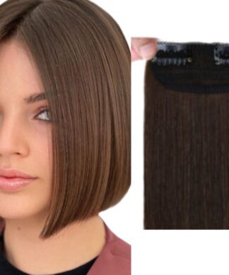 short clip in hair extension-brown straight 1