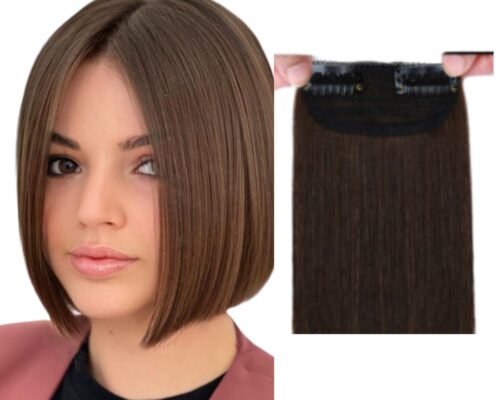 short clip in hair extension-brown straight 1