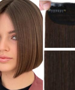 short clip in hair extension brown straight 2