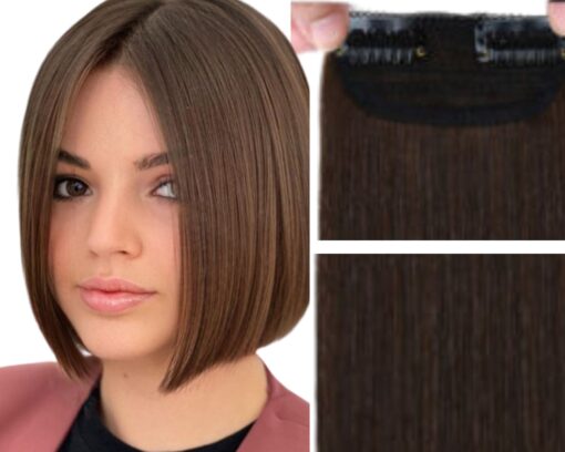 short clip in hair extension brown straight 2