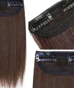 short clip in hair extension brown straight 3