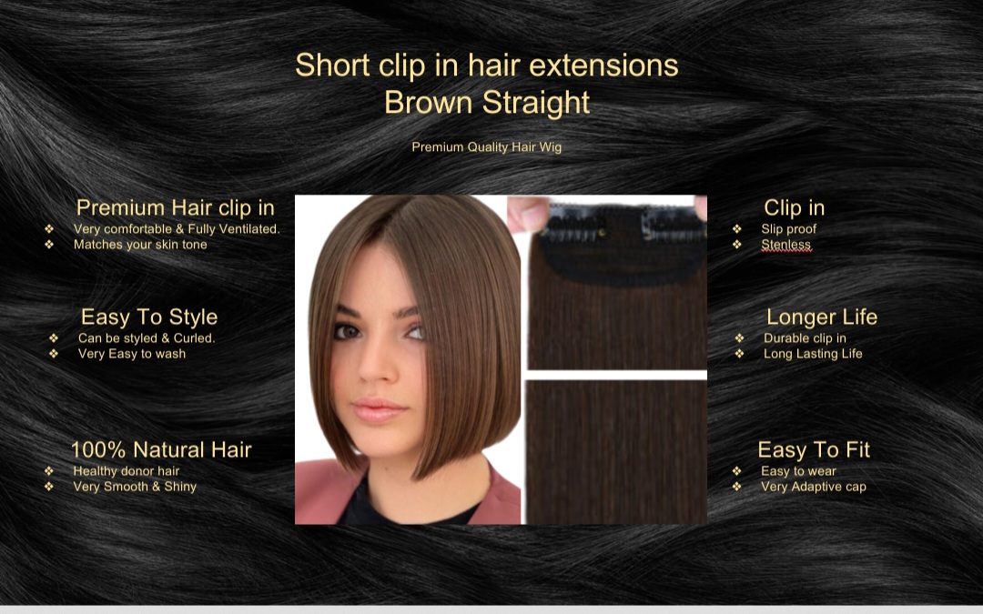 short clip in hair extension-brown straight5