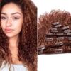 short clip in hair extension curly brown 1