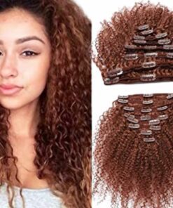 short clip in hair extension curly brown 2