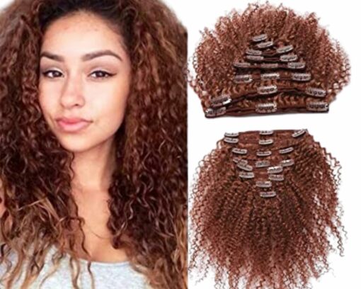 short clip in hair extension curly brown 2