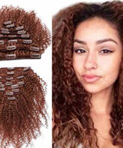 short clip in hair extension curly brown 3
