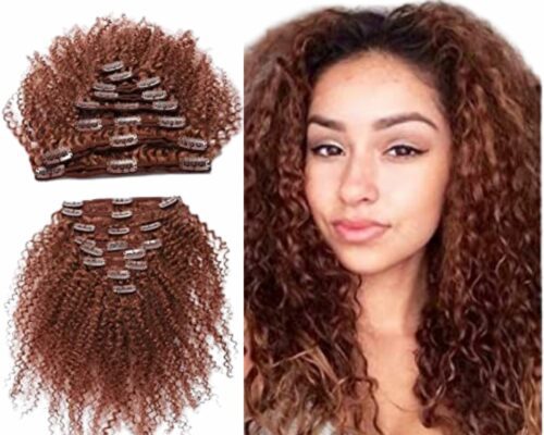 short clip in hair extension-curly brown 3