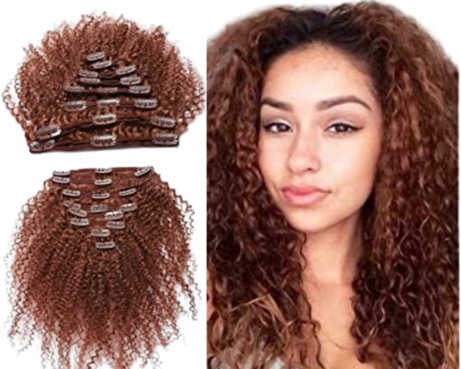 short clip in hair extension curly brown 3