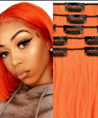 short hair extensions clip in-orange straight(1)