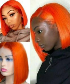 short hair extensions clip in orange straight2