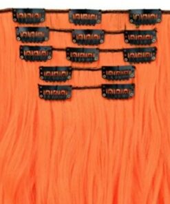 short hair extensions clip in orange straight4