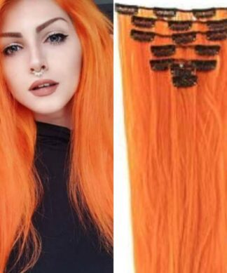 straight clip in hair extensions-orange long(1)