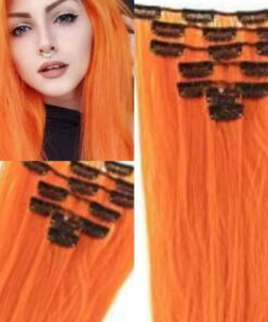 straight clip in hair extensions orange long2