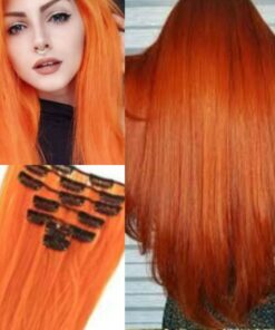 straight clip in hair extensions orange long3