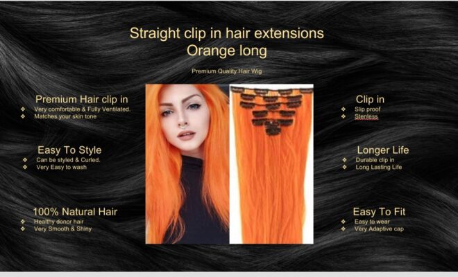 straight clip in hair extensions orange long5