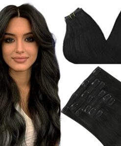 wavy clip in hair extension long black 2