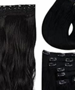 wavy clip in hair extension long black 3