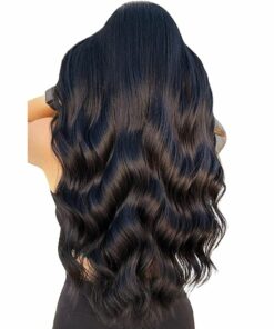 wavy clip in hair extension long black 4