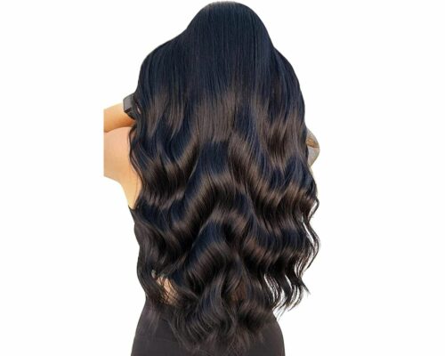 wavy clip in hair extension-long-black 4