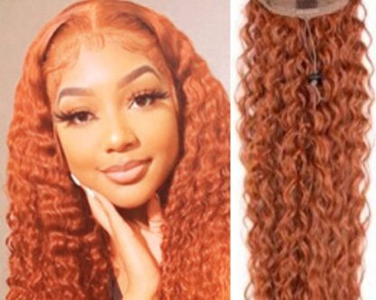 100 human hair extensions-orange long curly 1