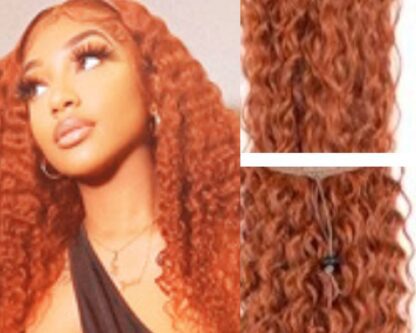 100 human hair extensions-orange long curly 3