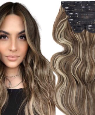 12 inch clip in hair extensions-ombre wavy long 1