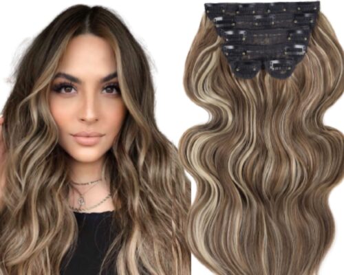 12 inch clip in hair extensions-ombre wavy long 1