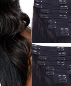 16 inch clip in hair extension black body wave long 3