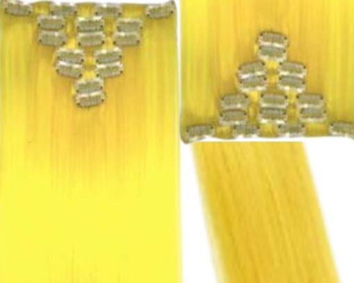 16 inch clip in hair extensions yellow long straight 3