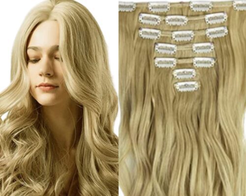 18 inch clip in hair extension-blonde body wave long 1